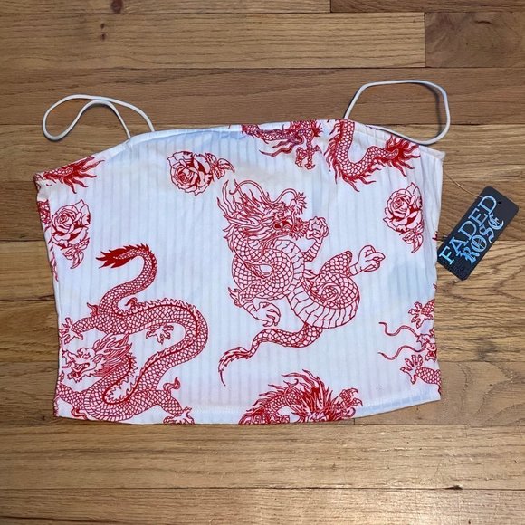 Faded Rose Tops - Chinese Dragon Croptop